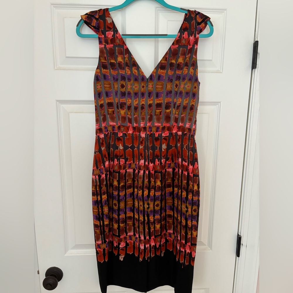 W by Worth fall dress, %100 silk, gorgeous shoulder detail
